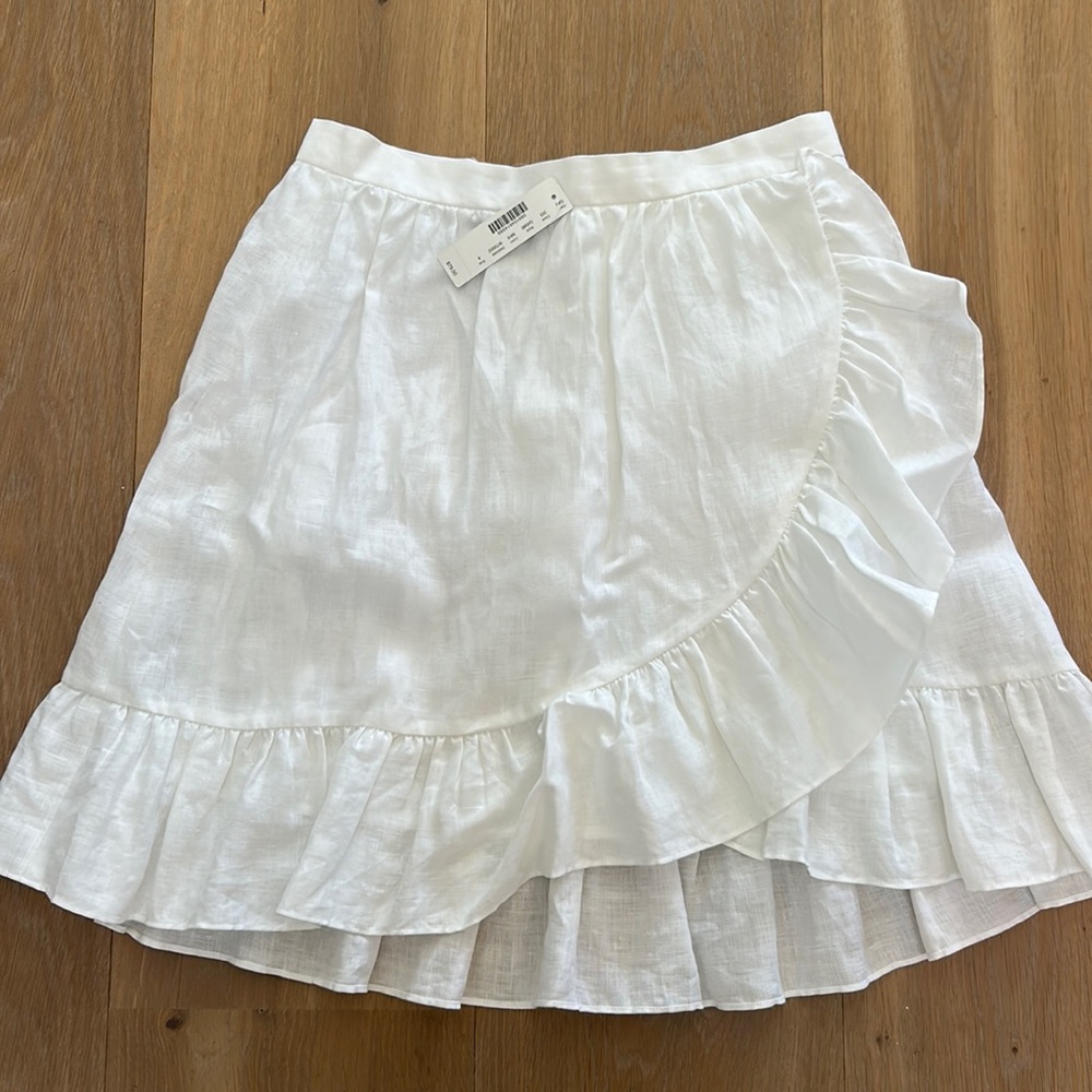 J Crew White linen flounce skirt - size 4 NWT